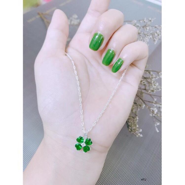 Bộ Dây chuyền bạc mặt cỏ 4 lá
