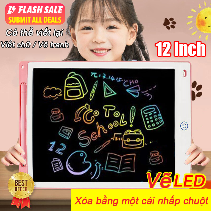 ZYINTU Bảng Viết Tự Xoá- Vẽ LCD 12 inch cho bé tập vẽ, viết-Bảng Điện Tử