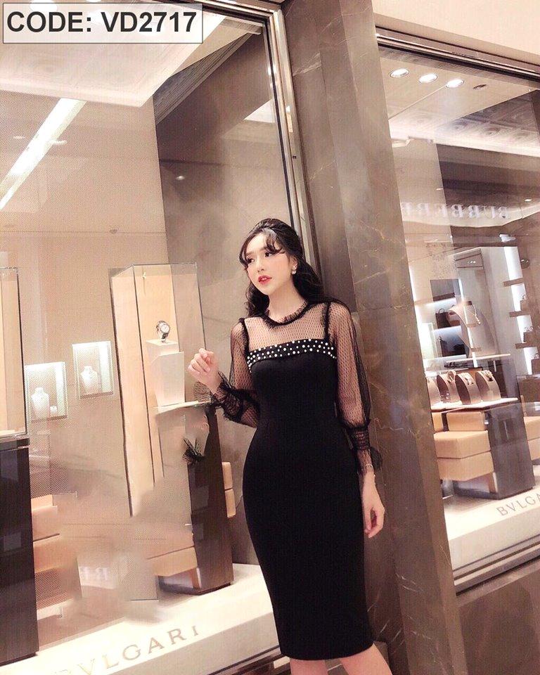 ĐẦM BODY PHỐI LƯỚI ĐÓNG NGỌC TRAI