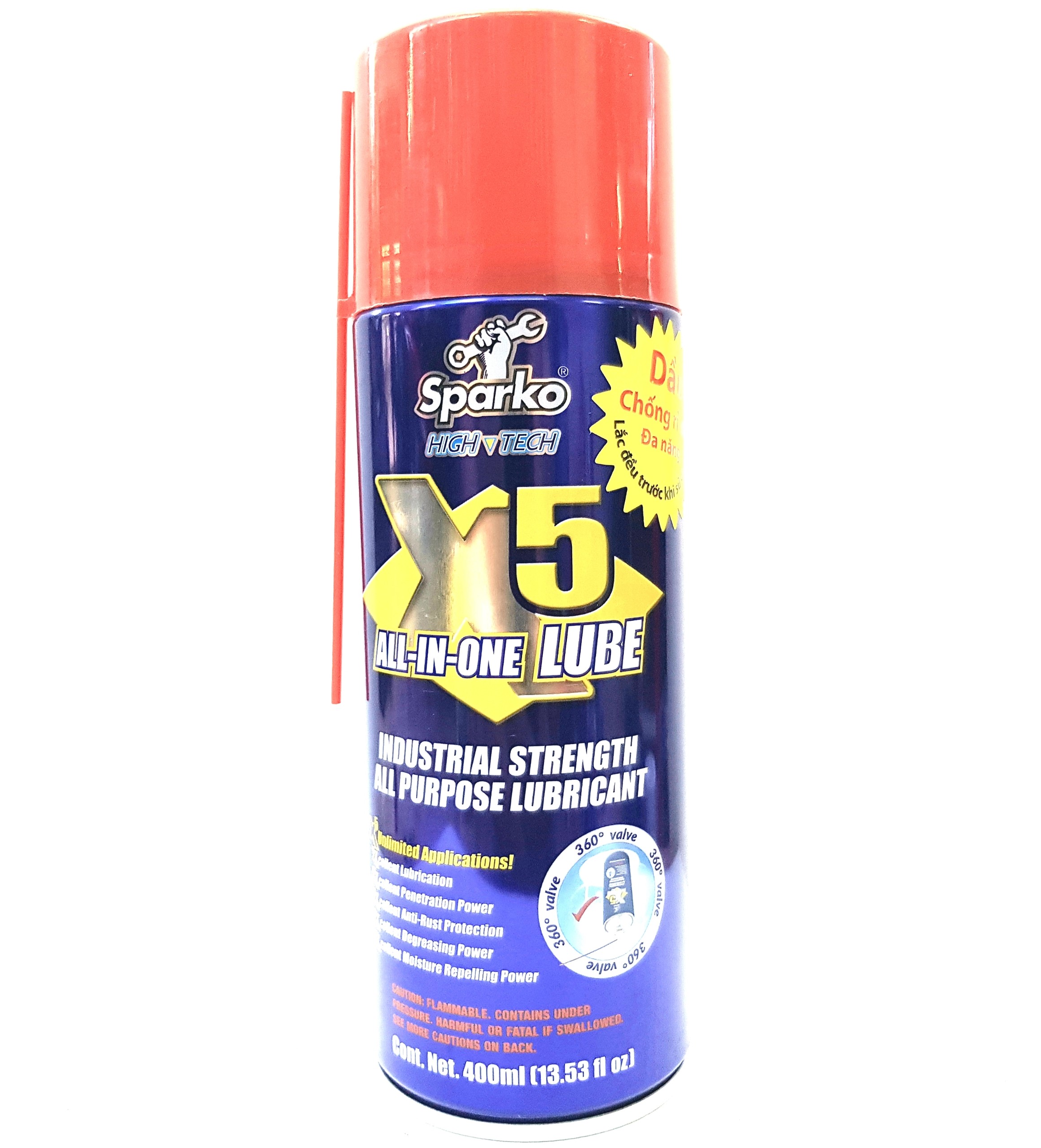 Chai xịt vệ sinh sên bôi trơn chống rỉ đa năng X5 400ml - Mua 2 tặng khăn
