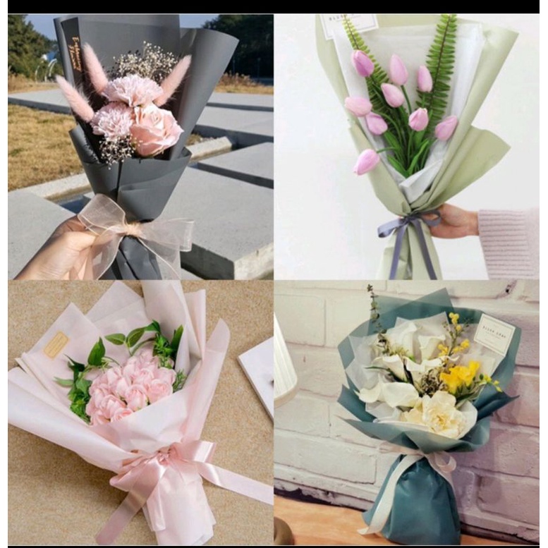 GIẤY BÓNG MỜ TRƠN GÓI HOA(sấp 20 tơ`)