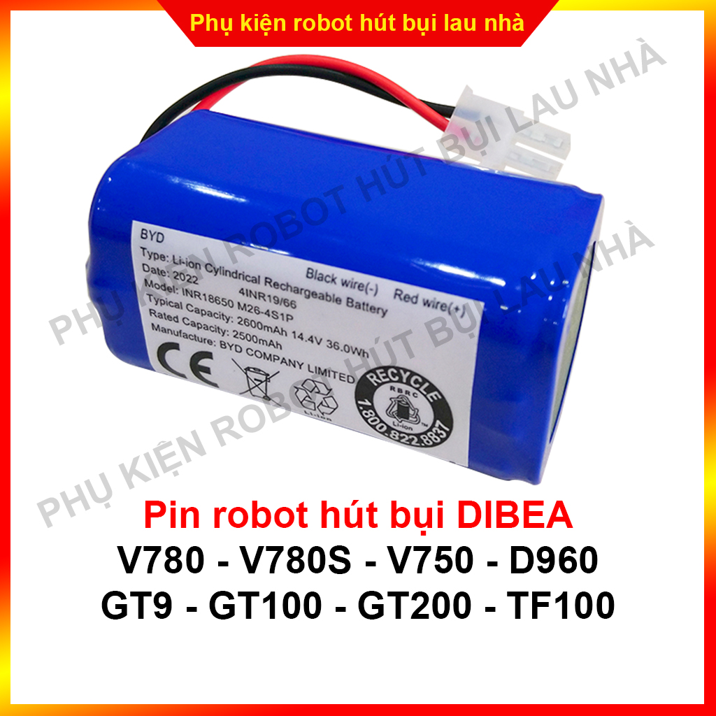 Pin robot hút bụi Dibea V780 - V780S - V750 - D960 - GT9 - GT100 - GT200 - TF100 - Pin mới 100% Bảo hành 3 tháng