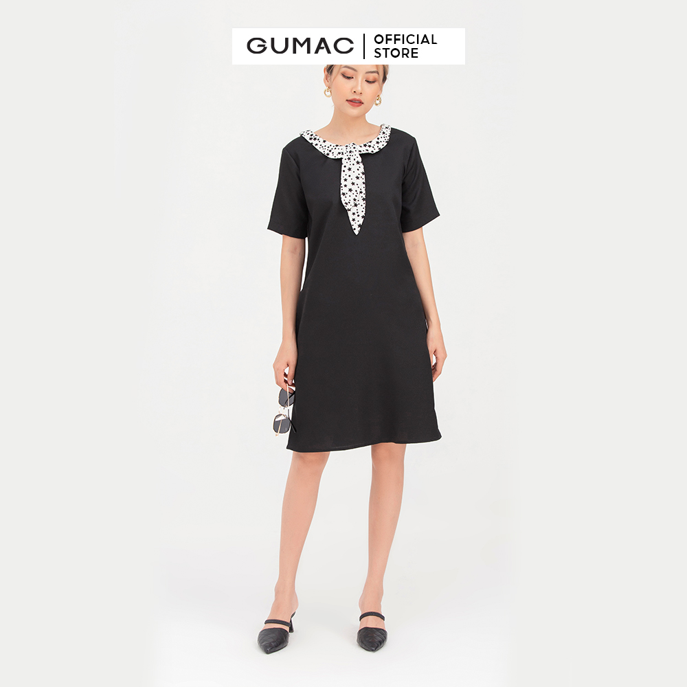 Đầm nữ  suông phối cổ DB757 mẫu mới GUMAC