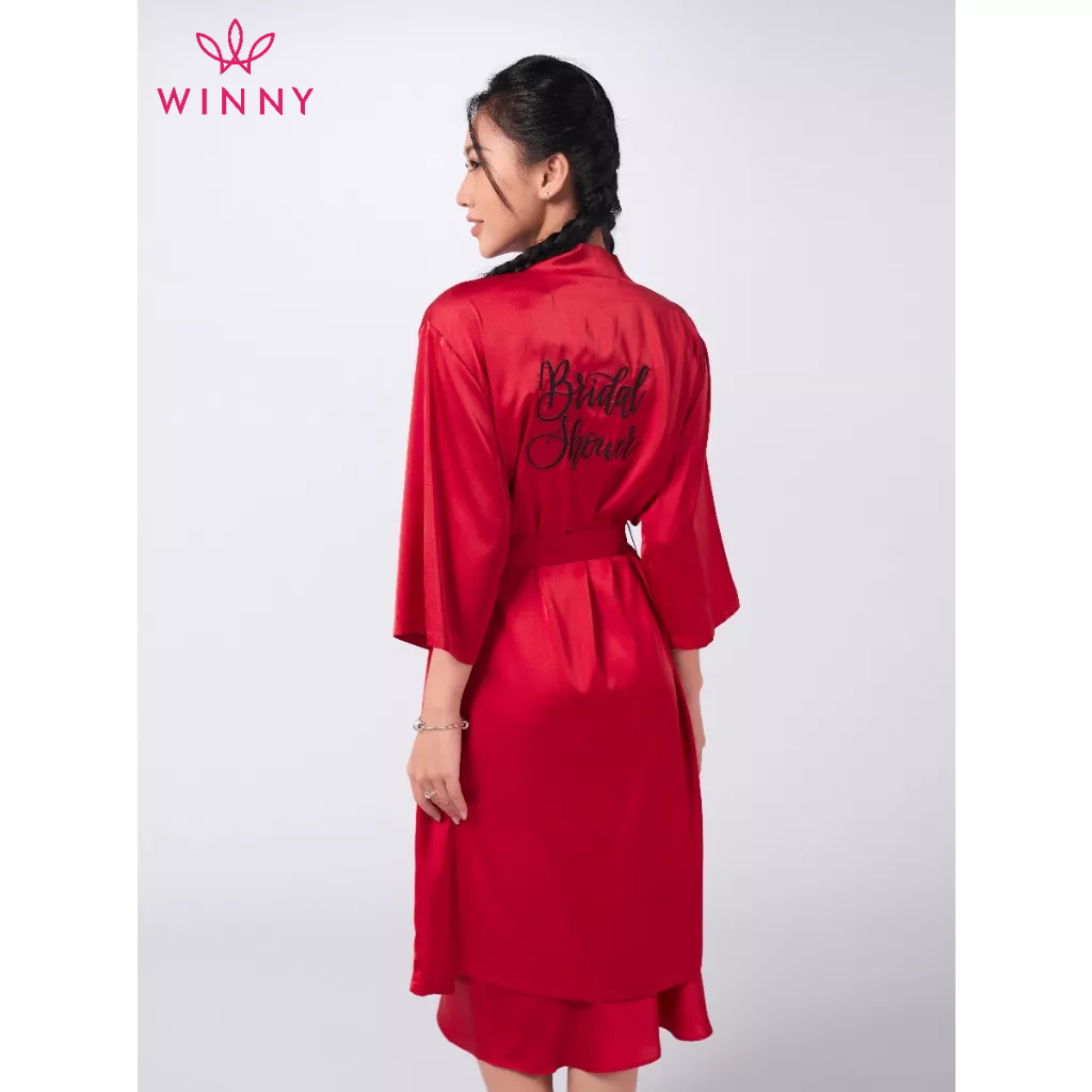 WINNY - Áo choàng lụa mặc nhà hoạt tiết trơn 1DNSA22565A