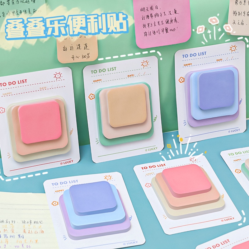 3 Size Square Sticky Notes Creative 3 Color Message Fridge Paper Memo Pads