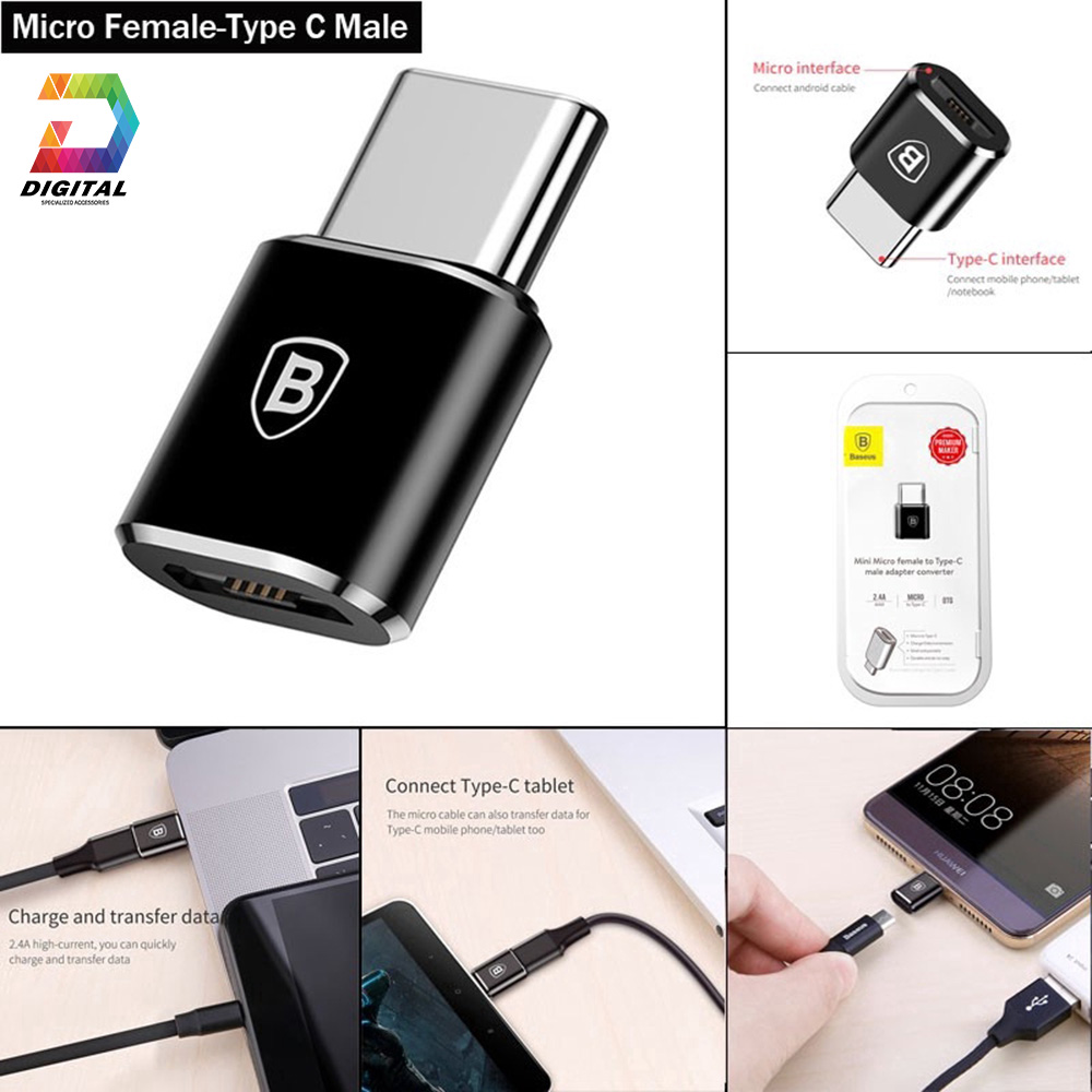 Đầu Chuyển Cổng Micro USB Sang Type C Chính Hãng Baseus