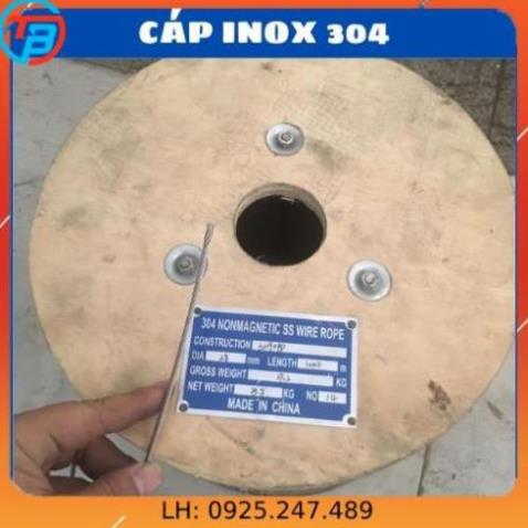 10 mét Cáp inox 304 (1,5 ly, 2 ly, 3 ly, 4 ly) CÁP THÉP Thái Bình Vina