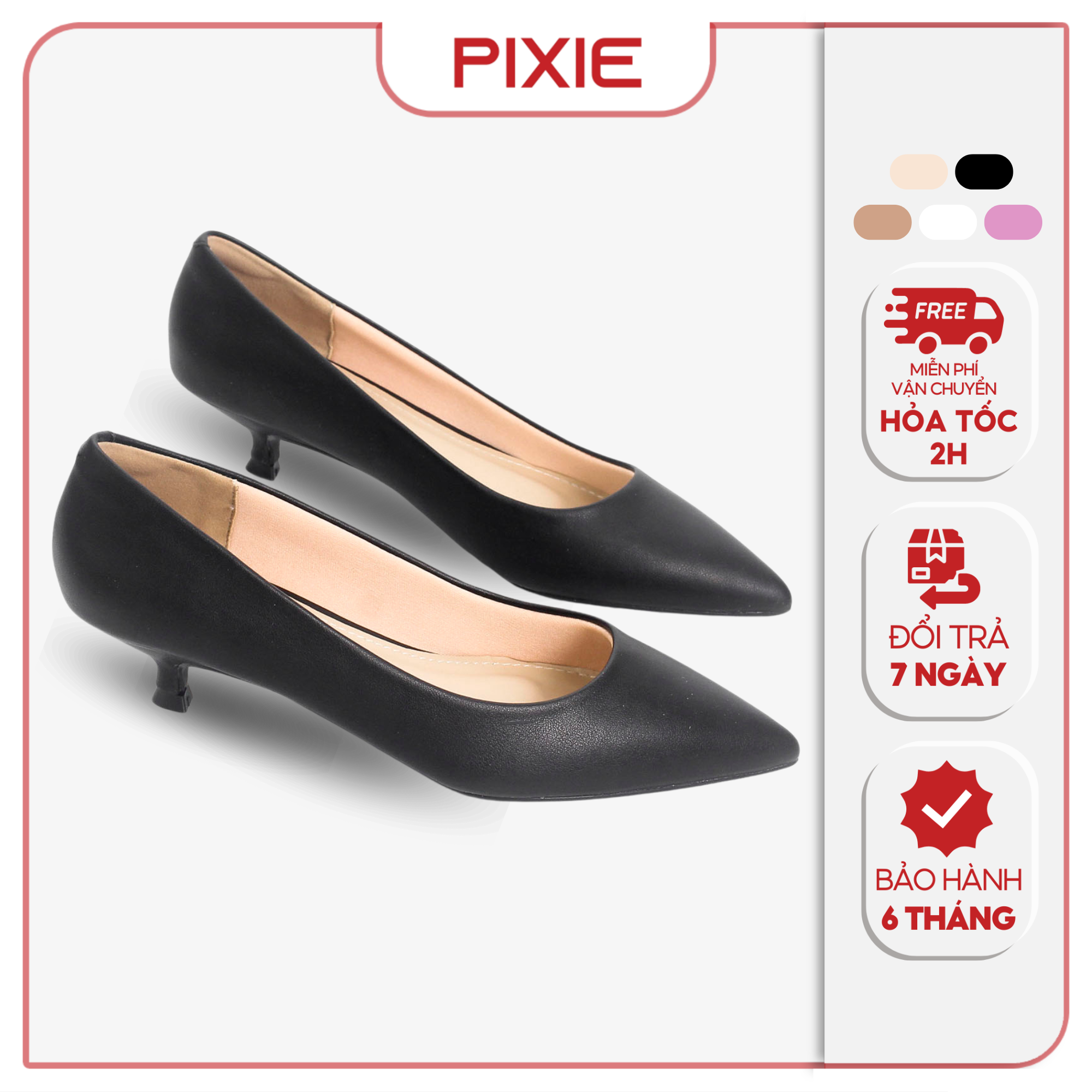 3cm High Heels Pointed Toe Small Heel Basic Pixie X544