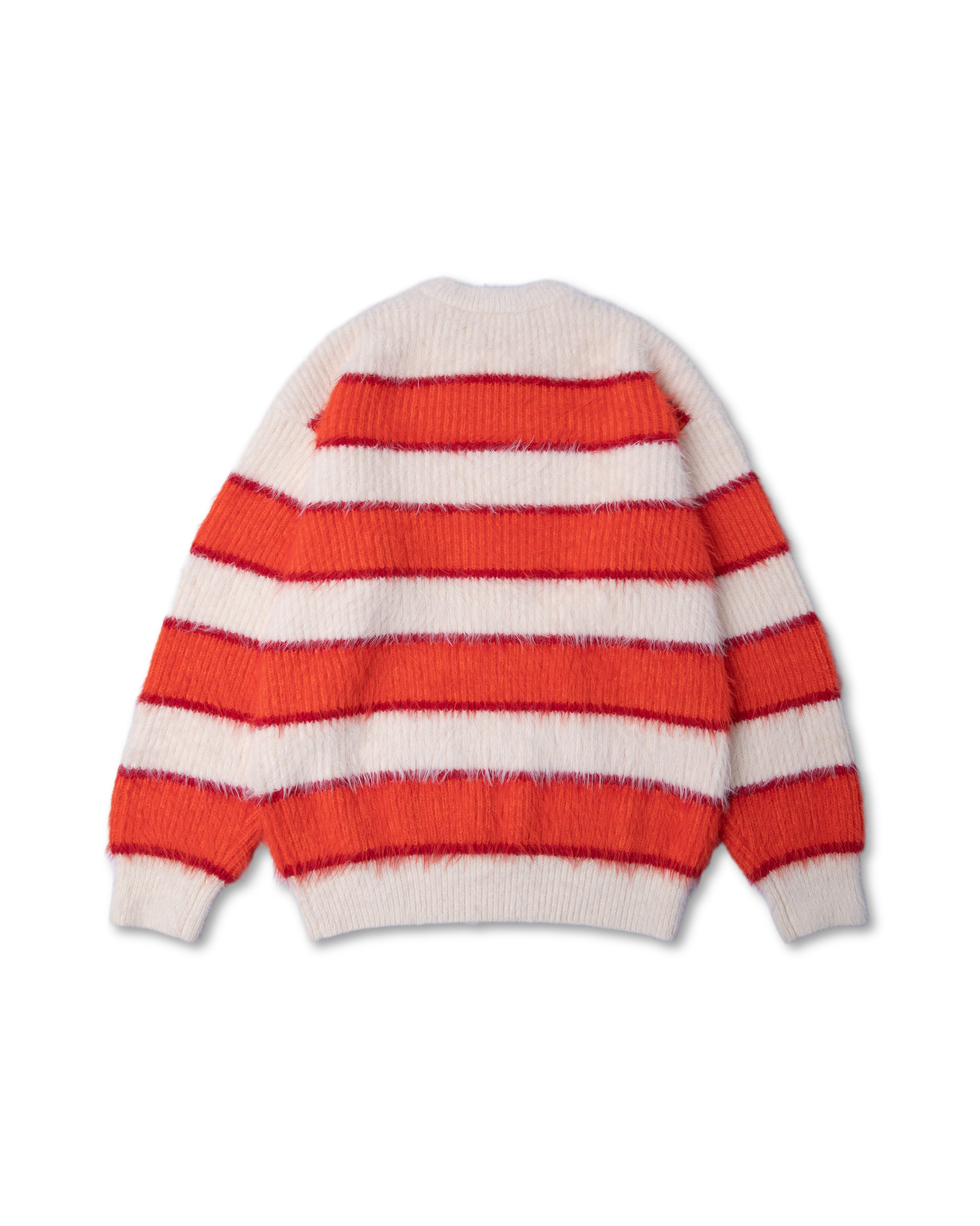 ORANGE STRIPED MOHAIR KNIT SWEATER