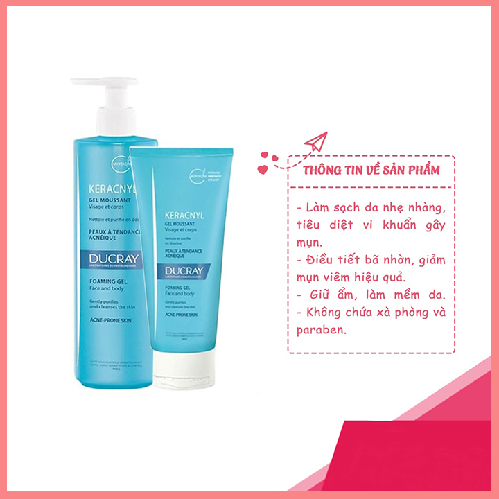 Sữa Rửa Mặt Ducray Keracnyl Gel Moussant