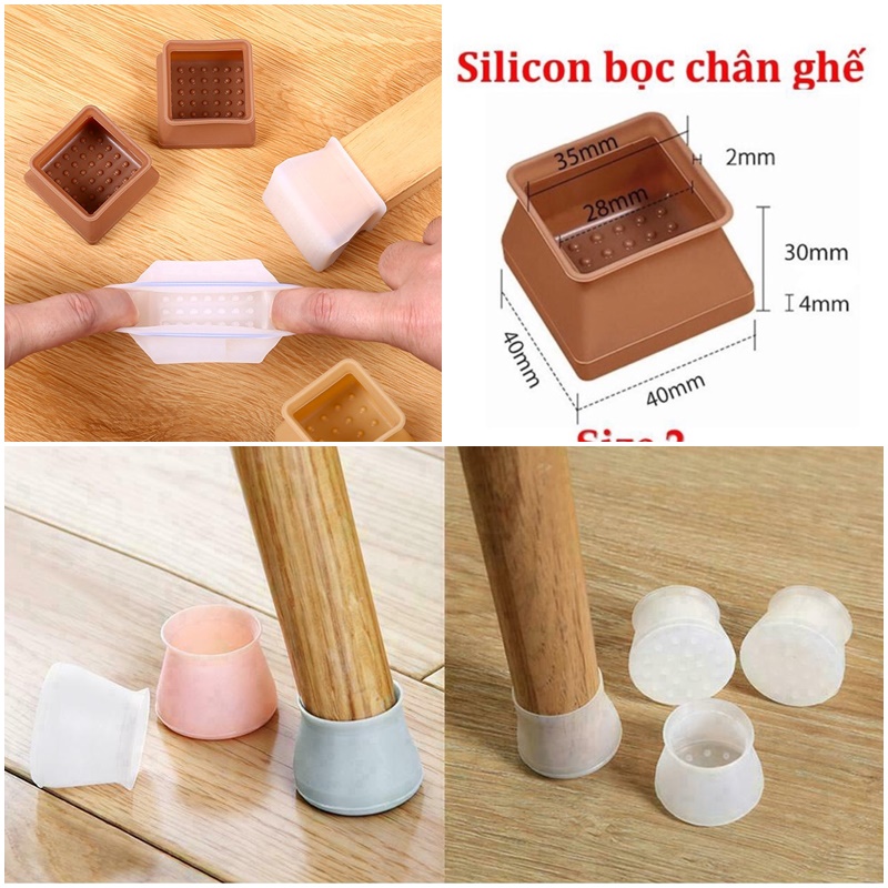 [ComBo 8] Miếng Bọc Chân Bàn Ghế Bằng Silicon Dày Chống Xước Sàn