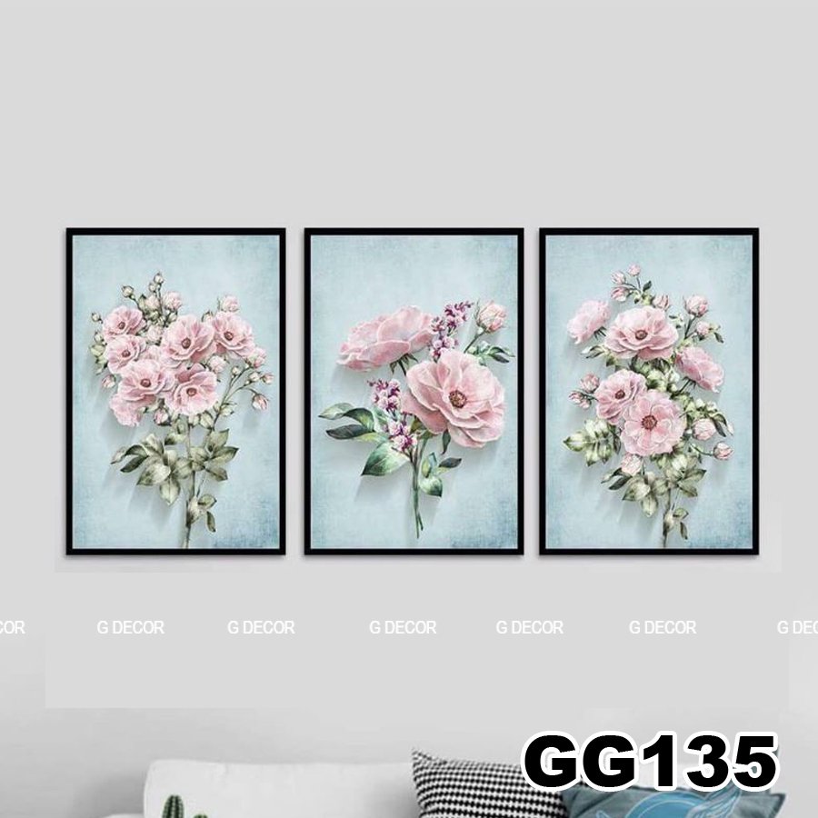 Tranh treo tường canvas 3 bức phong cách hiện đại - phong cách Bắc Âu GG130B (30X40CM/BỨC)
