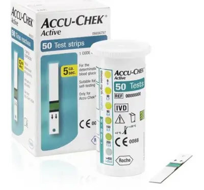 Hộp 50 que thử đường huyết tiểu đường Accu-Chek Active dùng cho máy Roche/Đức
