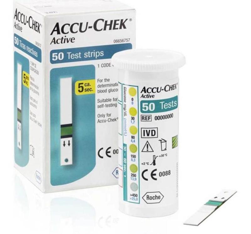 Hộp 50 que thử đường huyết tiểu đường Accu-Chek Active dùng cho máy Roche/Đức