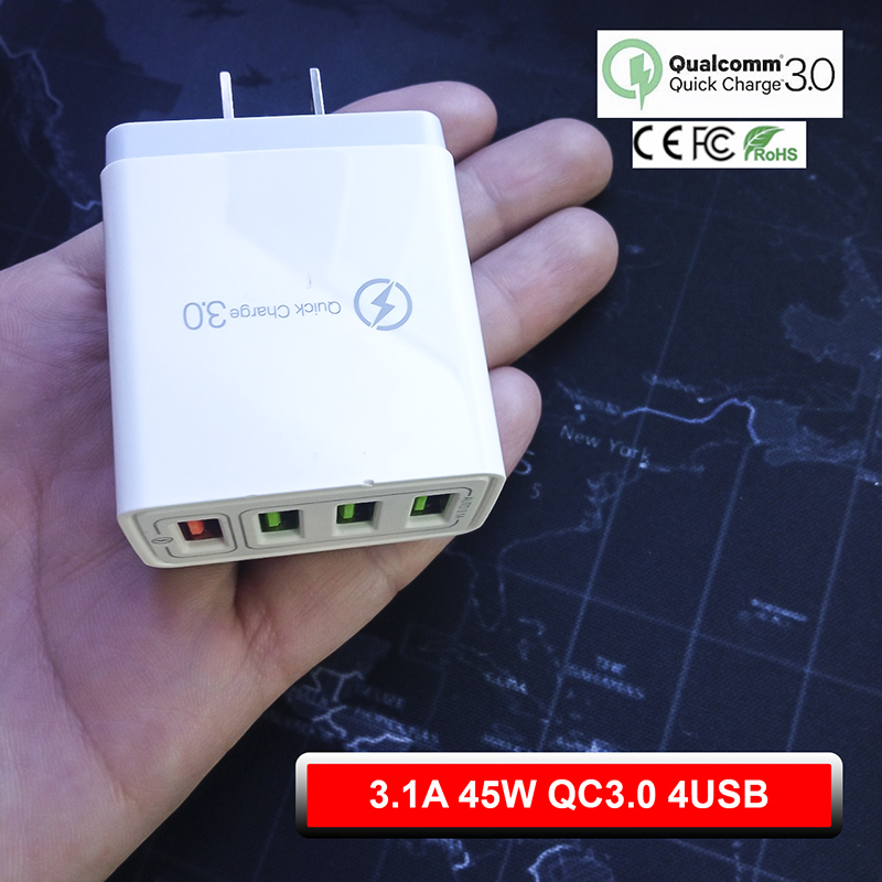 45W QC3.0 4USB Sạc Nhanh Đa Cổng Sạc Điện Thoại Di Động Tiêu Chuẩn (Q4 trắng)