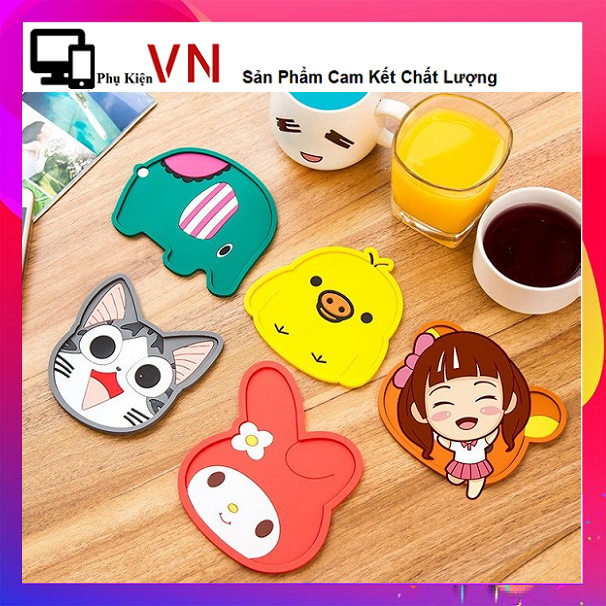 ⚡ Đế Lót Ly Sillicon Hình Thú Có Viền Siêu Dễ Thương - Miếng Đế Lót Ly , Kê Ly Nước Có Viền Hình Thú CuTe Nhiều Mẫu