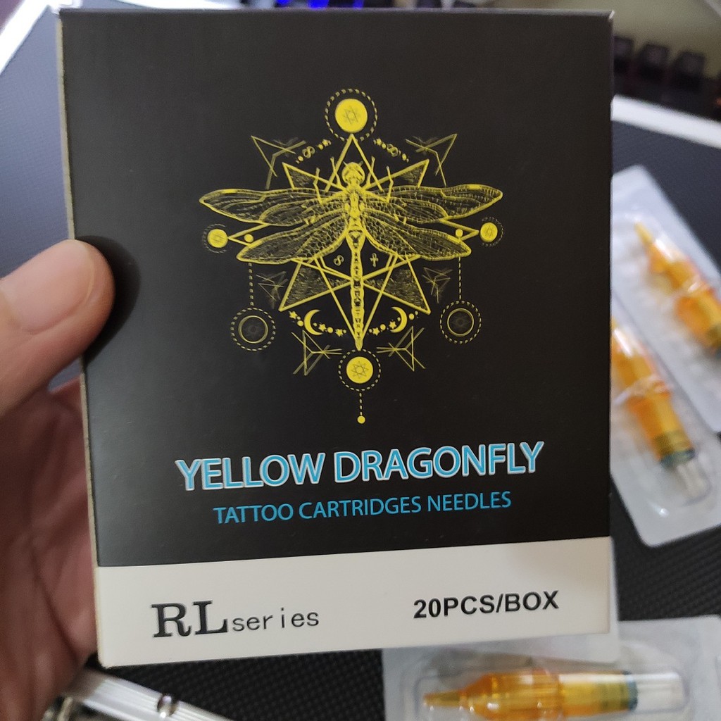 Hộp kim xăm Pen 5RL đi khung Yellow Dragonfly