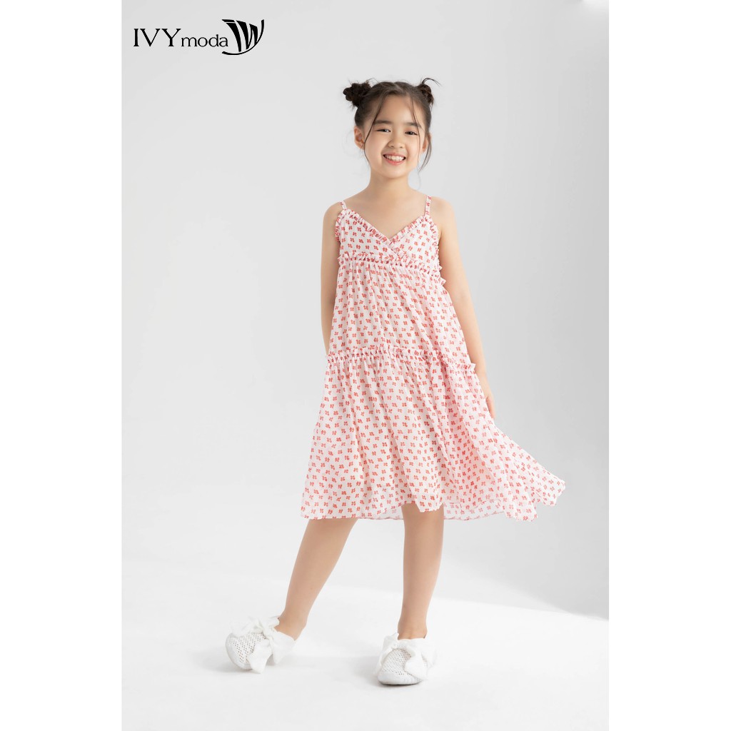 Đầm lụa 2 dây diềm bèo bé gái ivy moda ms 41g1267