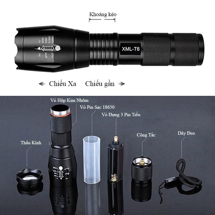 Đèn Pin Siêu Sáng  XML-T6, Đèn Pin Police T6