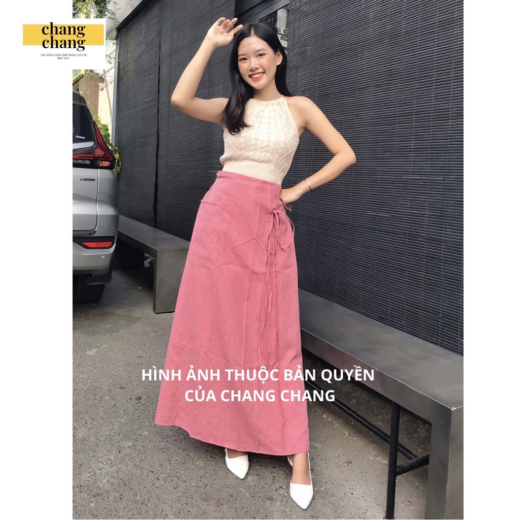 Váy chống nắng cao cấp lưng thun cài nút cột nơ xinh trẻ trung | chang chang