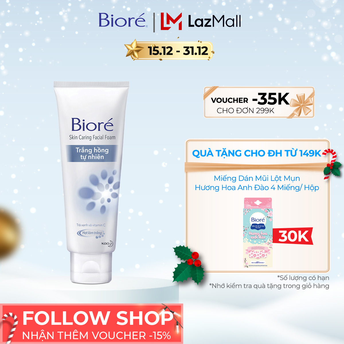 [CHÍNH HÃNG] (Chọn hương) Sữa Rửa Mặt Dưỡng Da Biore 100g