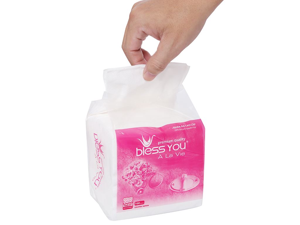 Khăn giấy ăn cao cấp Bless You 100 tờ 23*23cm