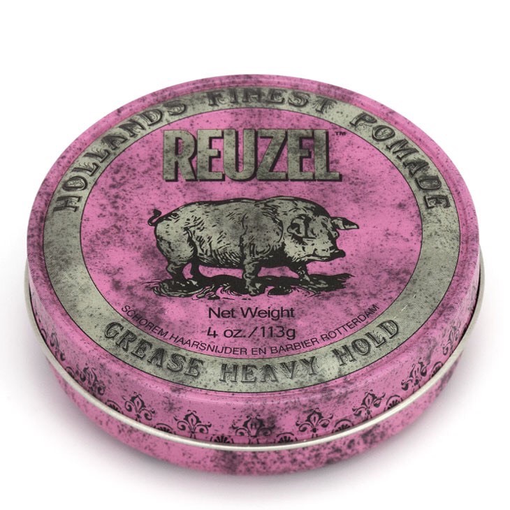 Sáp vuốt tóc nam reuzel pink greasy heavy hold pomade - pomade lợn hồng - 113gram