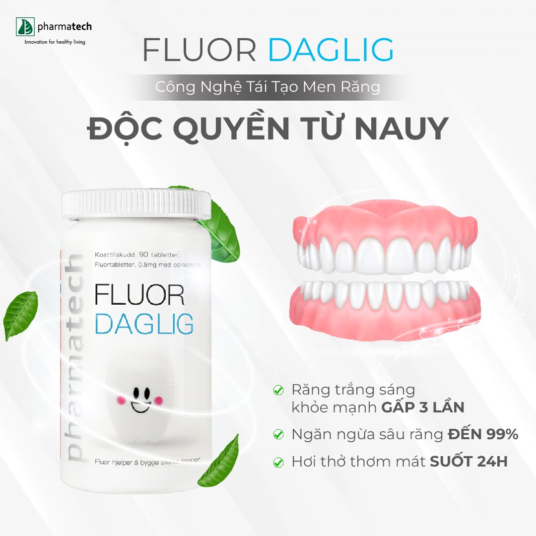 Pharmatech] Viên ngậm trắng răng, ngừa sâu răng, thơm miệng Fluor Daglig  loại 90/ 300 viên | Lazada.vn