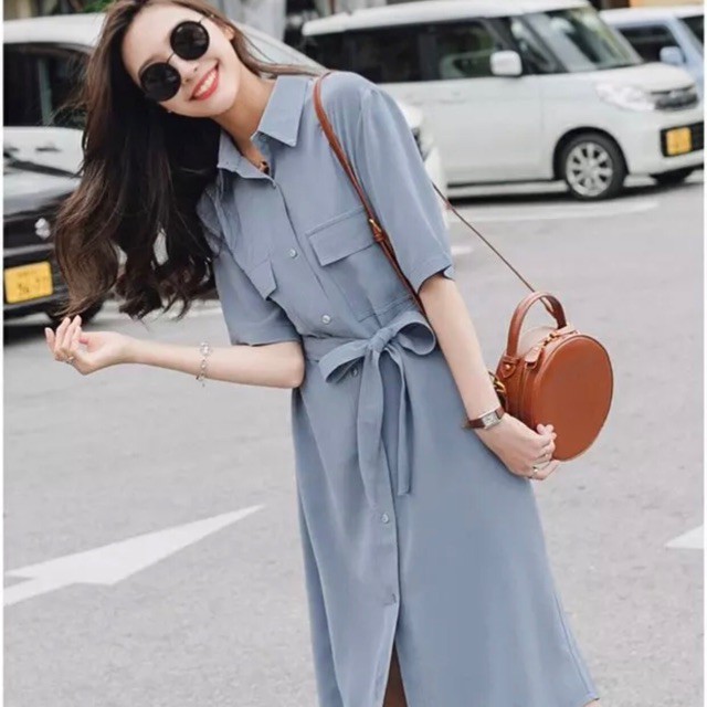 Đầm sm xanh túi hộp