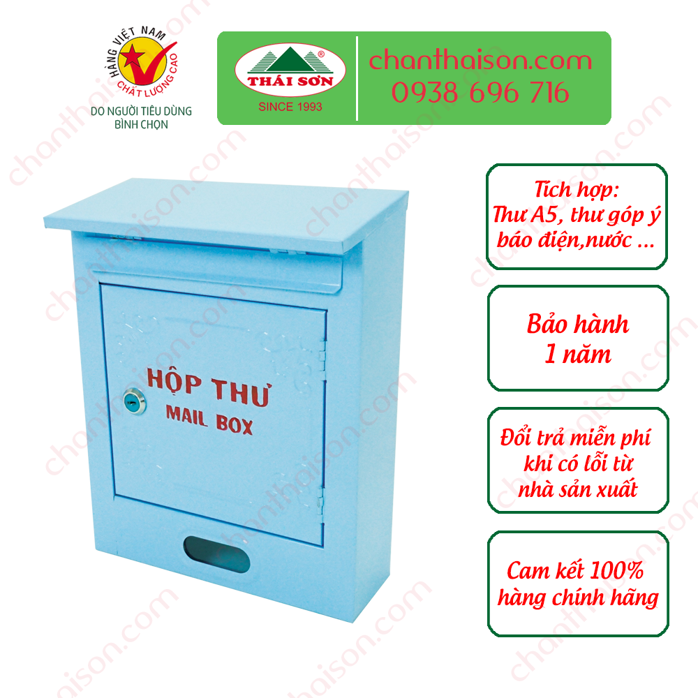 Hộp Thư Thái Sơn - Size Lớn Chất Liệu Sắt Sơn Tĩnh Điện ( HÀNG CHÍNH HÃNG - ĐỔI TRẢ MIỄN PHÍ )