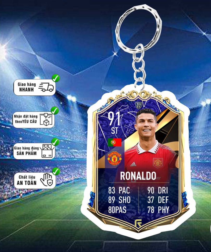Móc khóa ronaldo icon  - móc khóa mica in 2 mặt