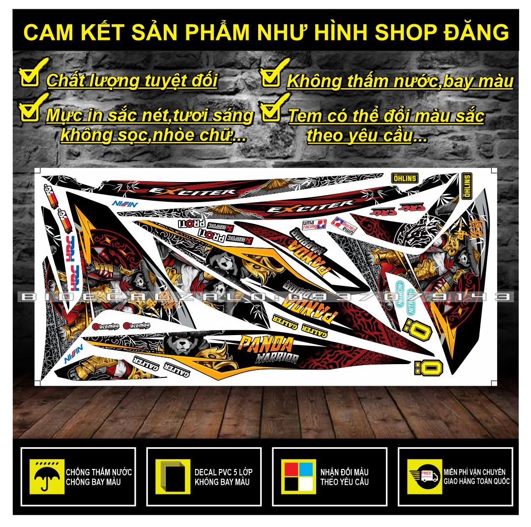 TEM RỜI EXCITER 150 GẤU TRÚC PANDA