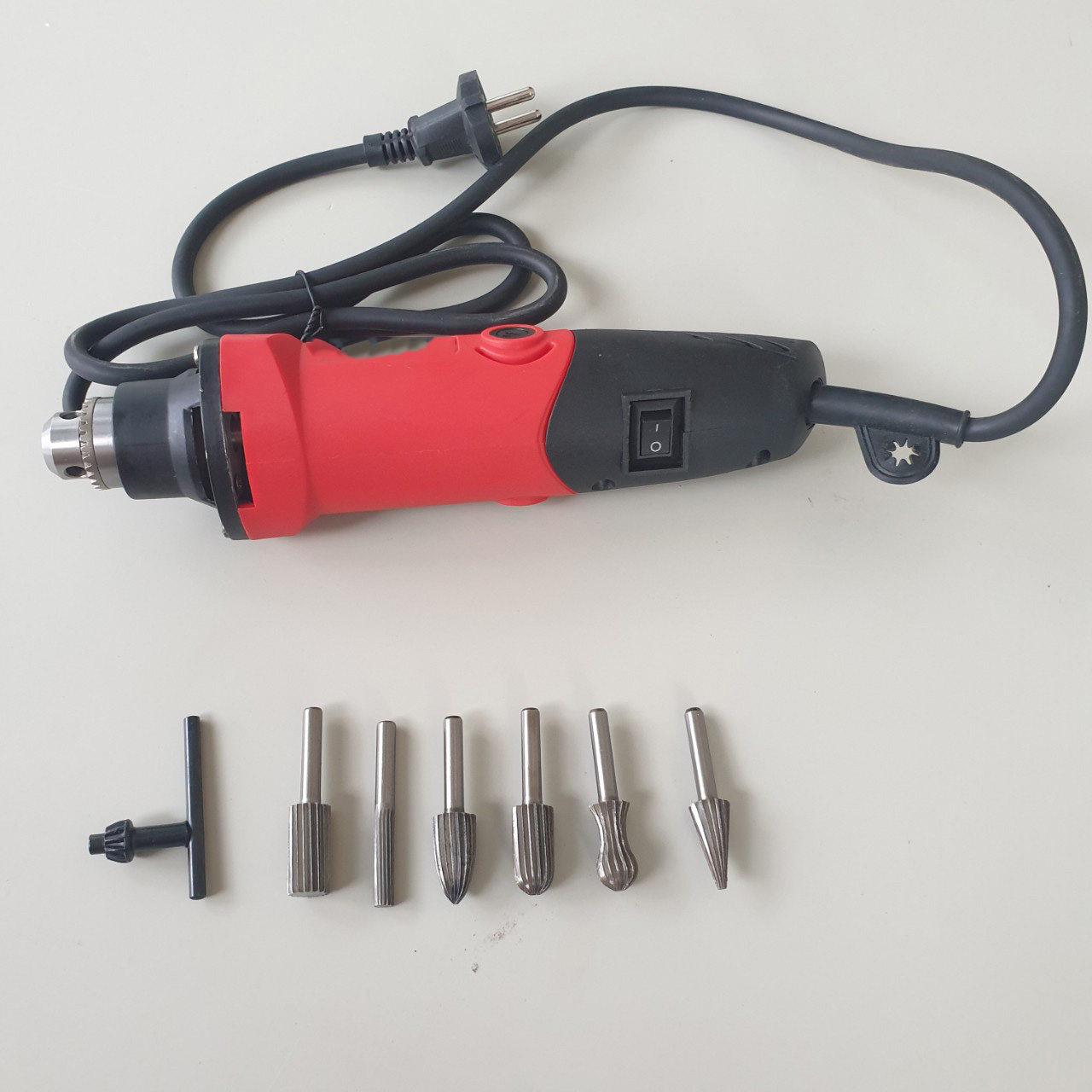 Combo máy mài thẳng mài khuôn + 6 mũi chân 6mm đầu mài 12mm