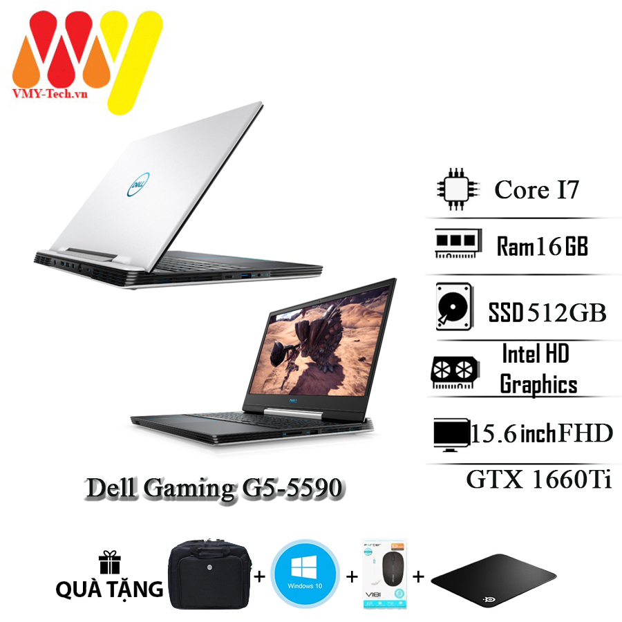 Dell g5 5590 gaming laptop, core i7 97500h, 16gb ram, 512gb ssd, 15.6inch fhd, vga gtx 1660ti, comes with a premium gift set