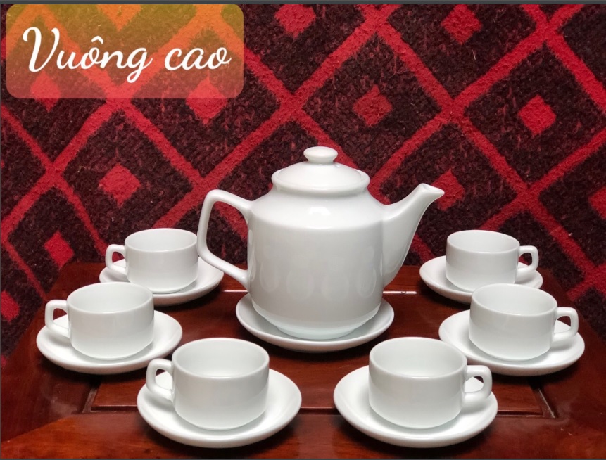 Bộ ấm chén dáng vuông cỡ lớn 700 ml, có đĩa lót