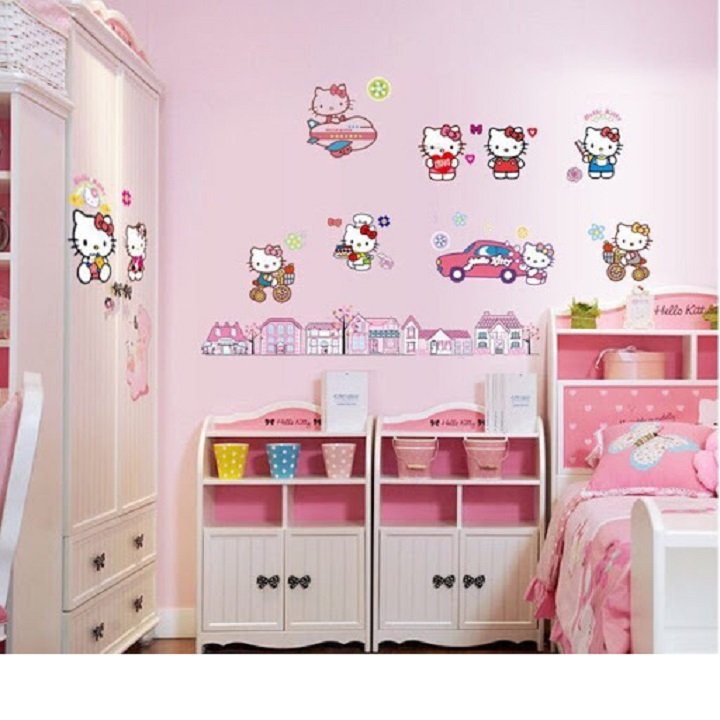 [HCM]Decal dán tường hình Hello Kitty cho bé