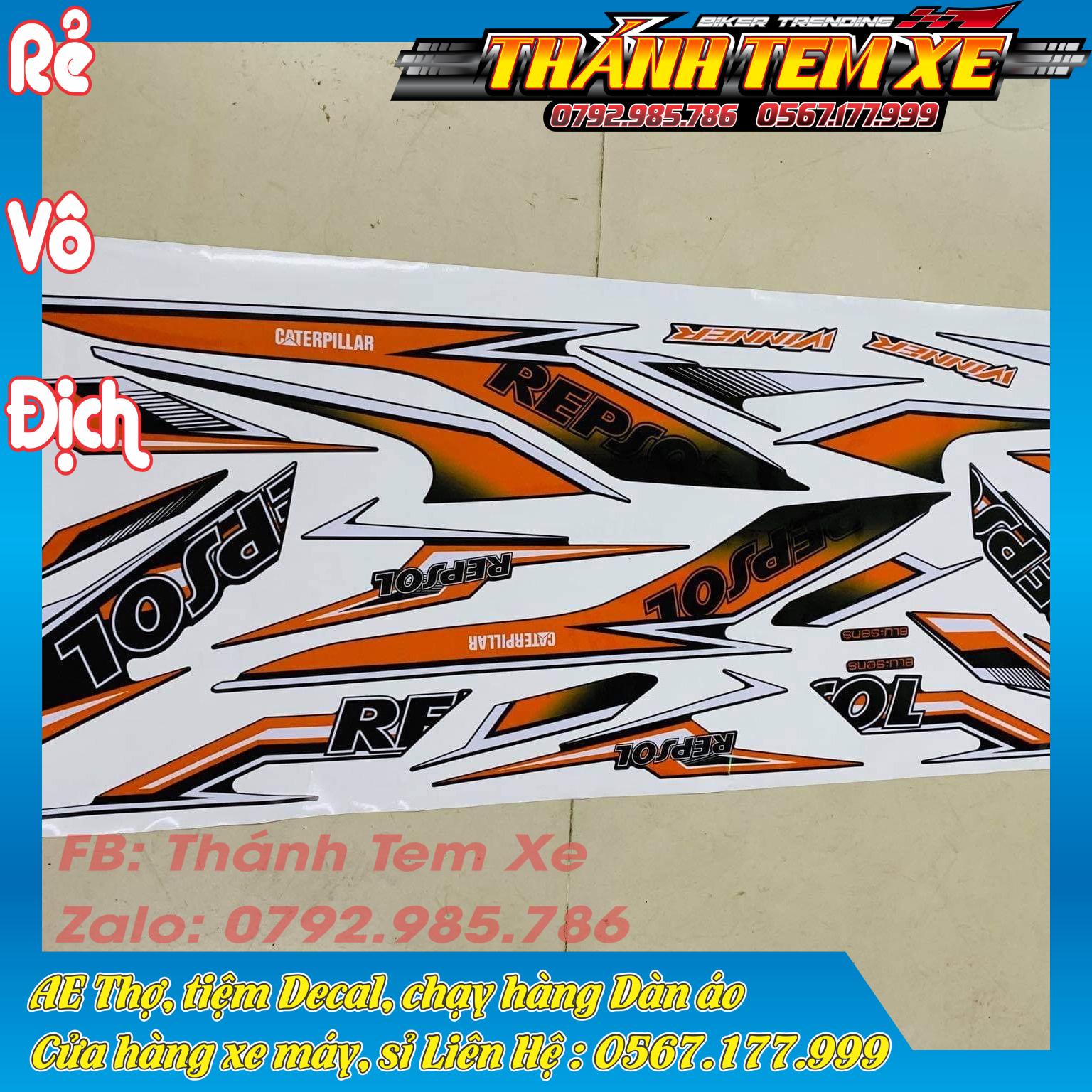 Tem rời Winner X Repsol đen cam 3 lớp