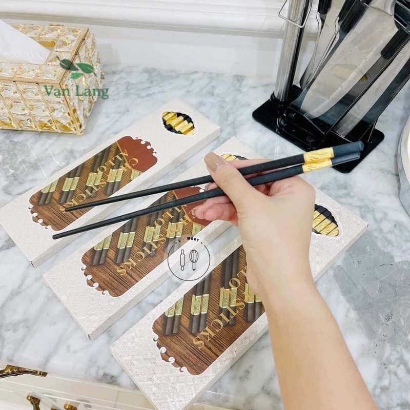 Hộp 10 Đôi Đũa mạ vàng chống mốc chất lượng cao