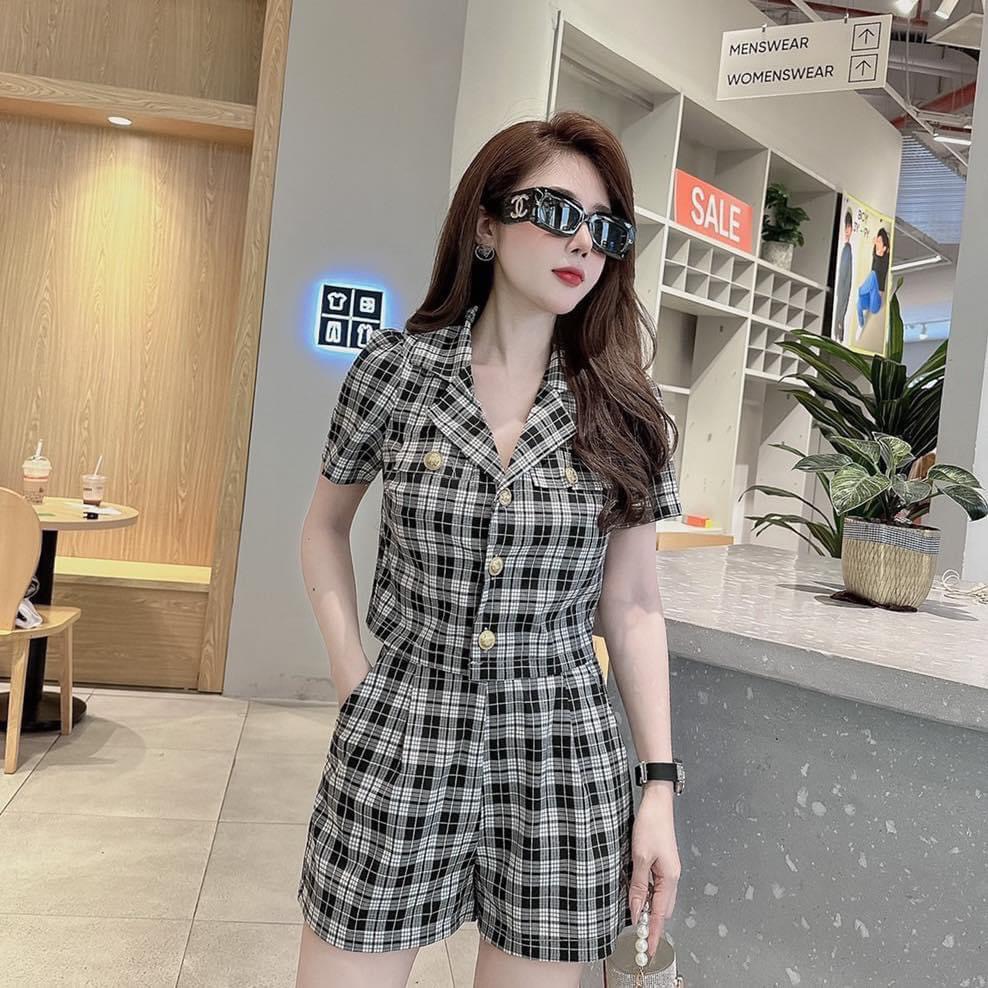 Sét bộ đùi vest sọc caro 3 màu thời trang hiện đại có big size xxl 40-71kg thời trang mới