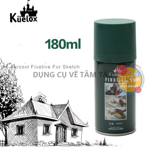 Xịt bảo quản tranh kuelox, Xịt giữ màu kuelox chai 180ml/300ml-Dụng cụ vẽ Tâm Tâm