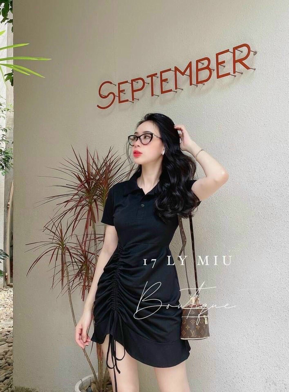 Đầm Váy PoLo Rút Dây Eo Đầm Nữ Cổ Sơ Mi Ngắn Tay Dáng Chữ A Chất Thun Cotton Co Giãn