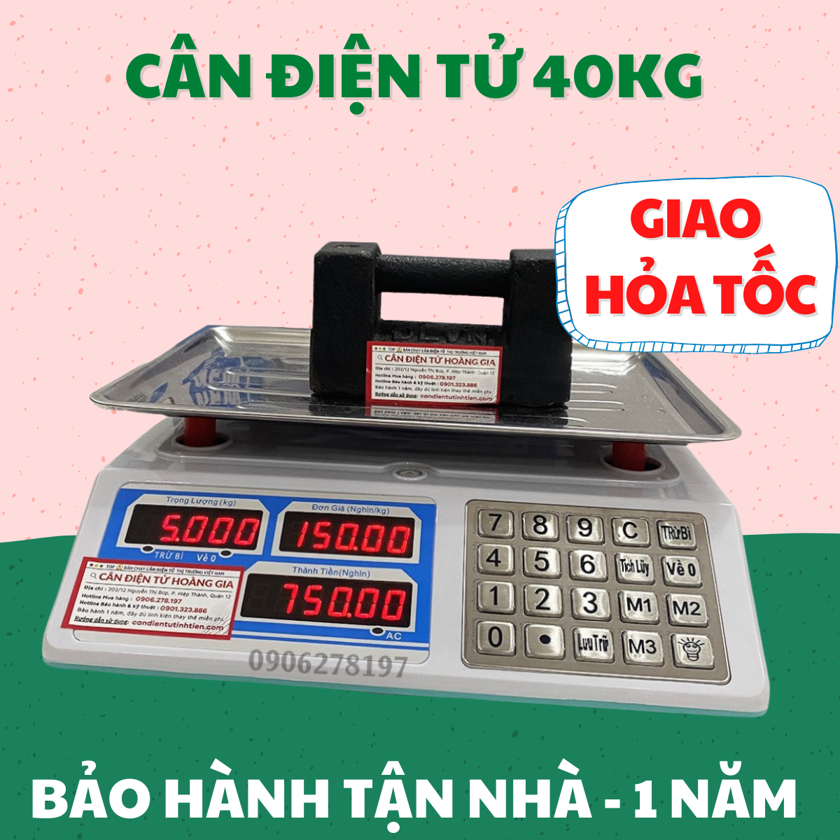 Electronic cash register Vietnamese electronic scales 2 sided led armored 40kg/5G upa-qthep595x