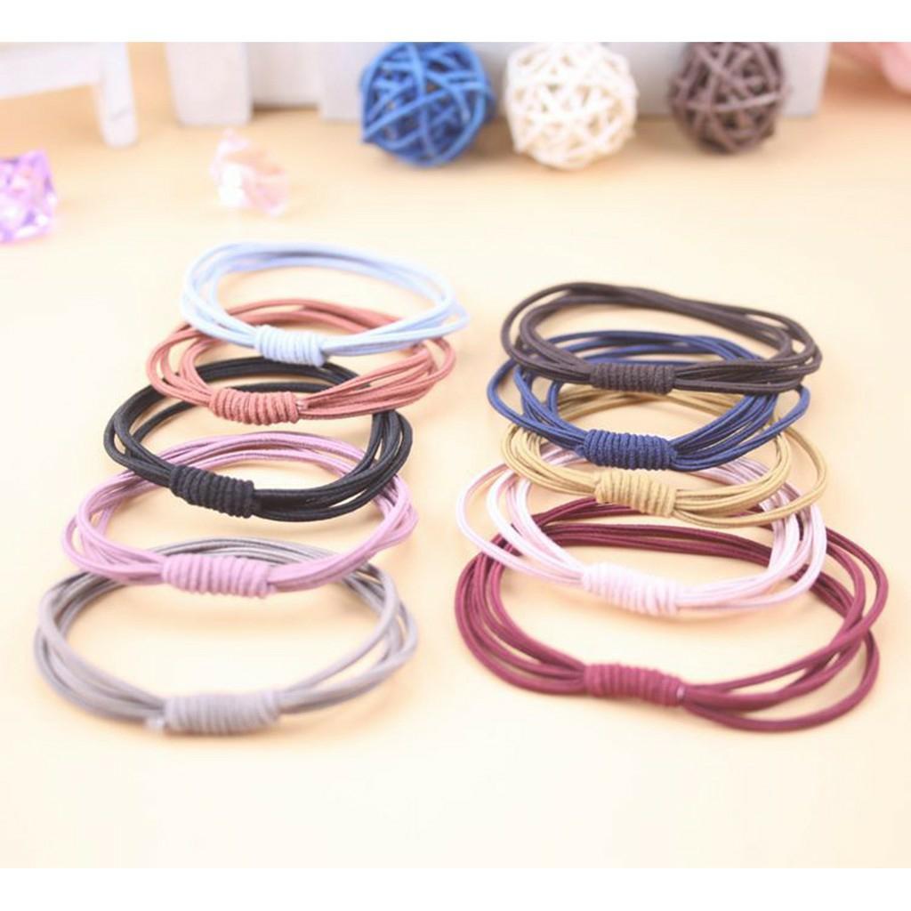 COMBO 5 THUN CỘT TÓC MIX 3 VÒNG - SET 02 CỘT TÓC RAIBOW