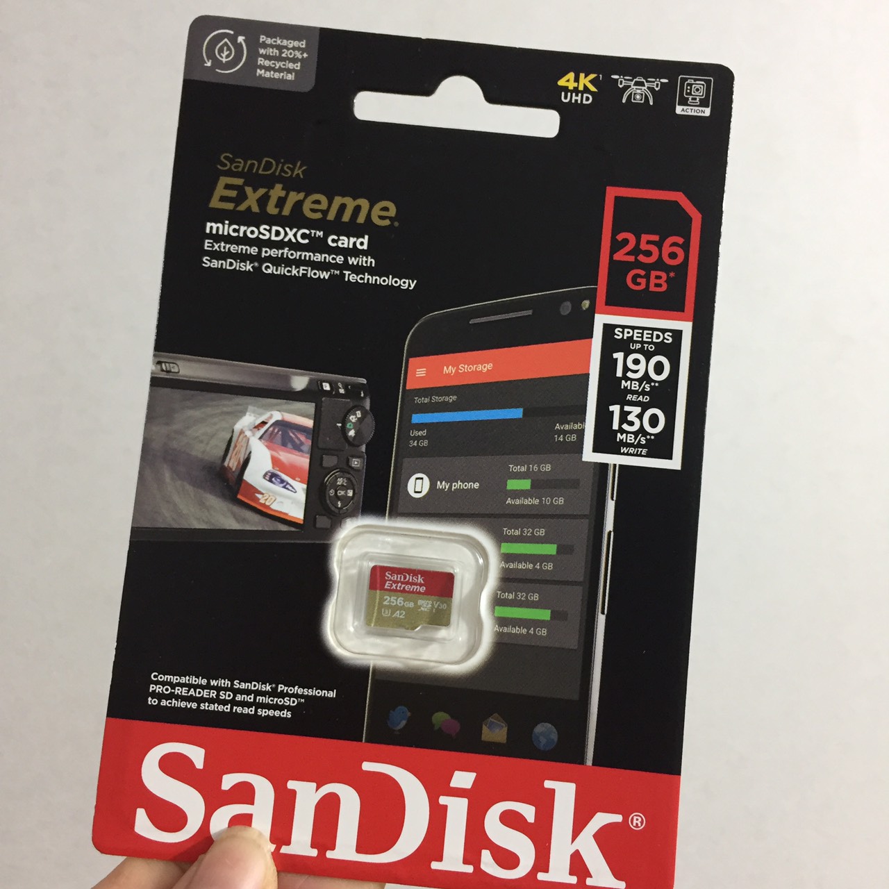 [64GB ; 128GB ; 256GB; 512GB ]Thẻ nhớ MicroSDXC tốc độ cao 190MB/s SanDisk Extreme SDSQXAA