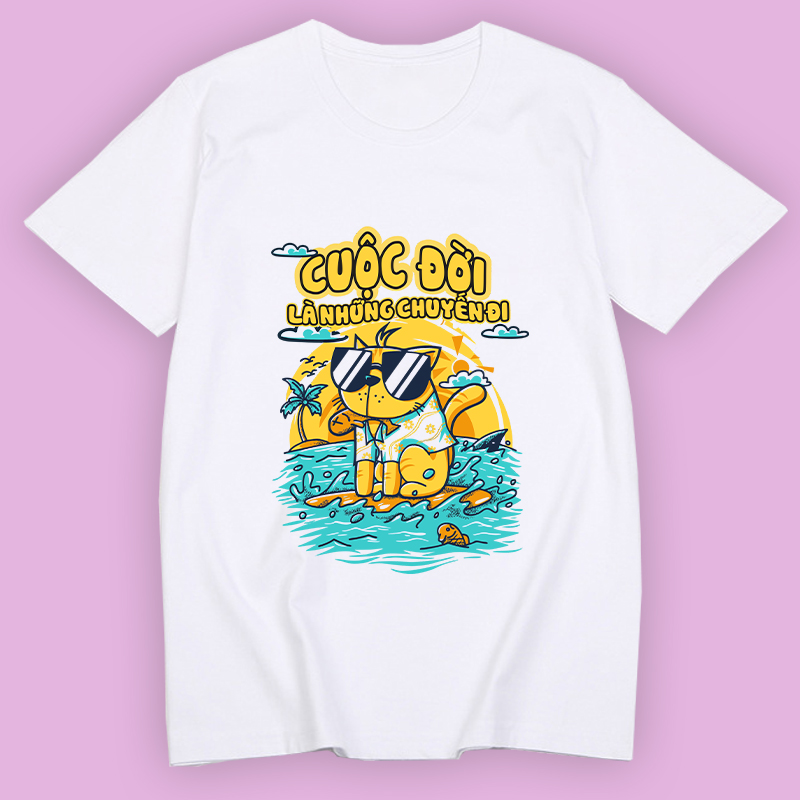 Áo thun nam, áo phông nam CUỘC ĐỜI LÀ NHỮNG CHUYẾN ĐI chất vải cotton Hàn Quốc, form rộng ALV80 thương hiệu Lavie Clothing