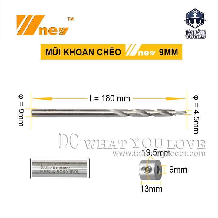 Mũi Khoan Chéo Wnew 9 mm Chuôi Tròn