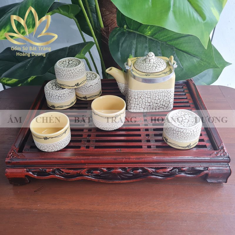 BỘ ẤM CHÉN Bát Tràng RV2 Kèm Khay