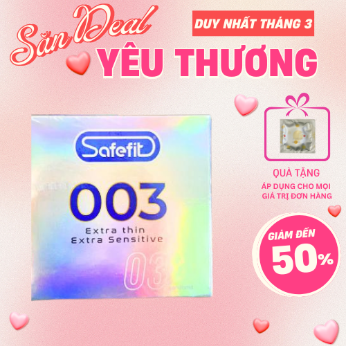 Bao cao su cực siêu mỏng Safefit 0.029mm - 03 chiếc