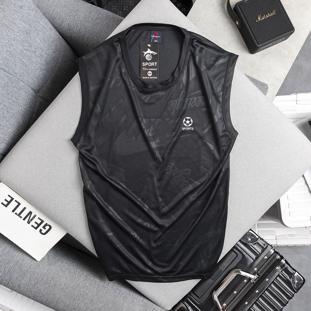 Áo ba lỗ nam, áo tanktop thể thao trơn vải mát lạnh dập vân