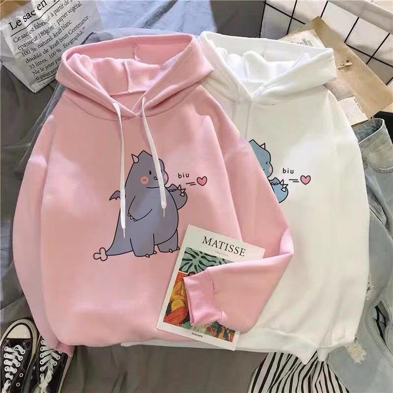 [HCM]Áo khoác nỉ hoodie  khủng long bụng bự siêu dễ thươngáo khoác nữ mùa đông